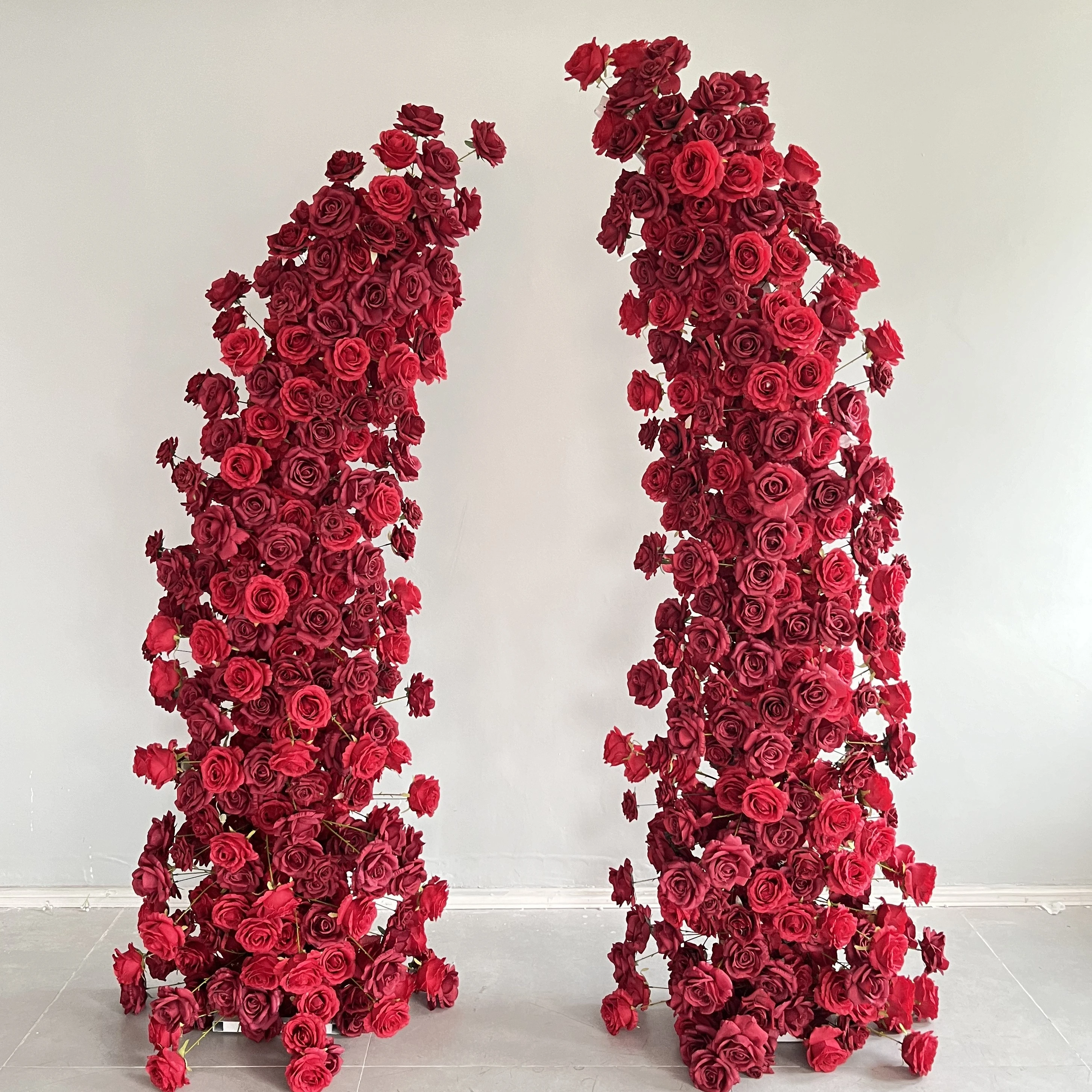 KE-HOA004 Wedding Rose Horn Flower Arch Backdrop Wedding Arch Flower Arrangement Artificial Silk Flower Arch Decoration