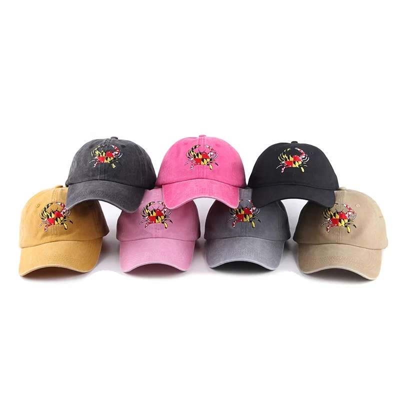 Wholesale 6 panel unstructured vintage gorras custom embroidery logo baseball cap washed cotton dad hats