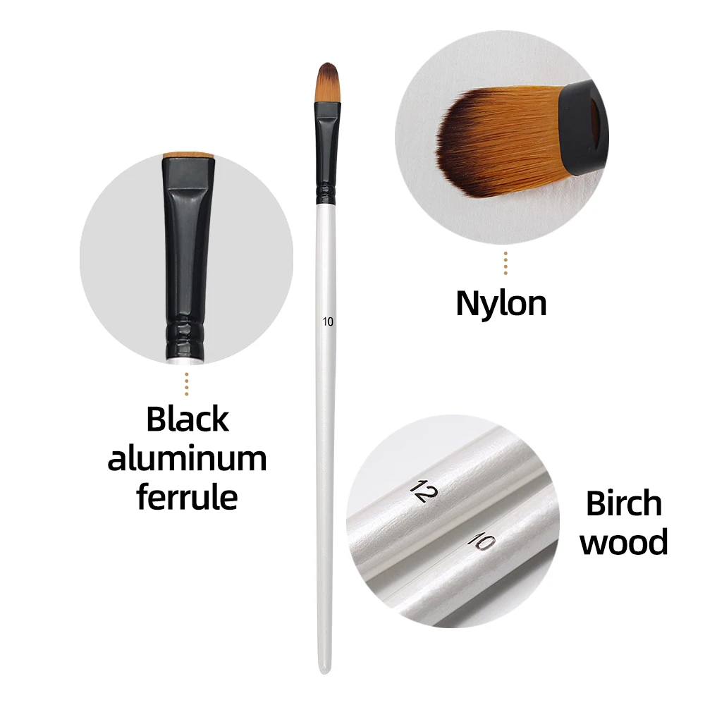 Xin Bowen 12Pcs Painting Brushes Set High Quality Pearl White Artist Brush Customized For Painting