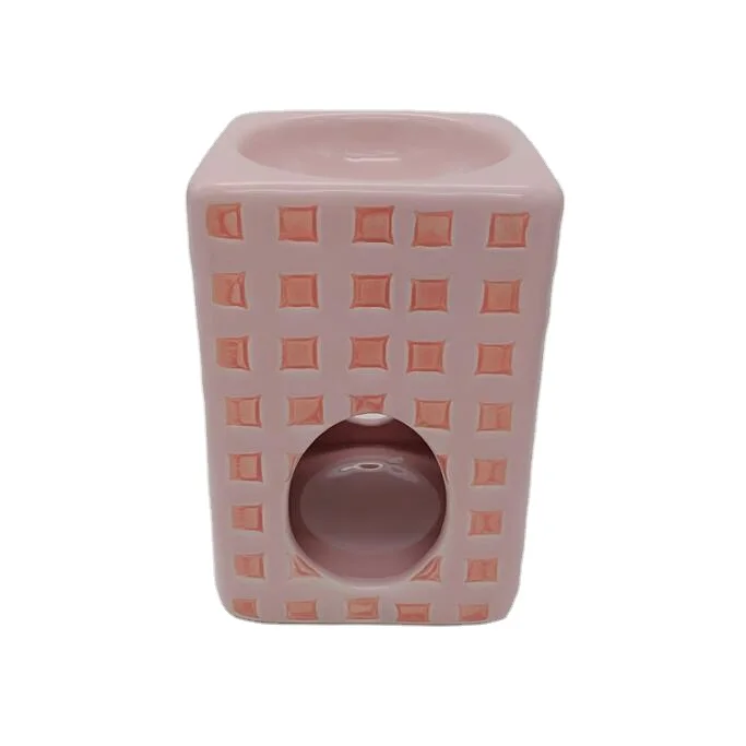 Modern design reactive oil burner with stamp, home hotel decoration square ceramic incense burner