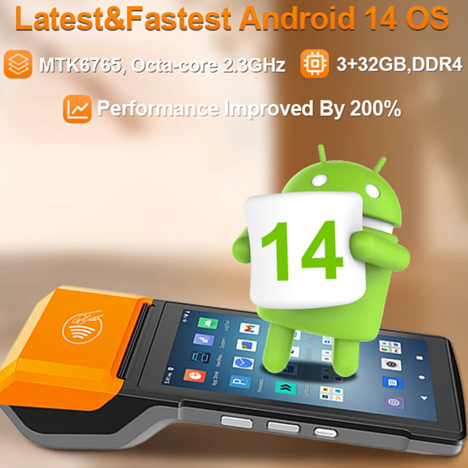 OEM Custom 5.5 Inch Android 14 Pos Terminal Printer GMS Touch Screen Handheld POS Terminal R330 Plus