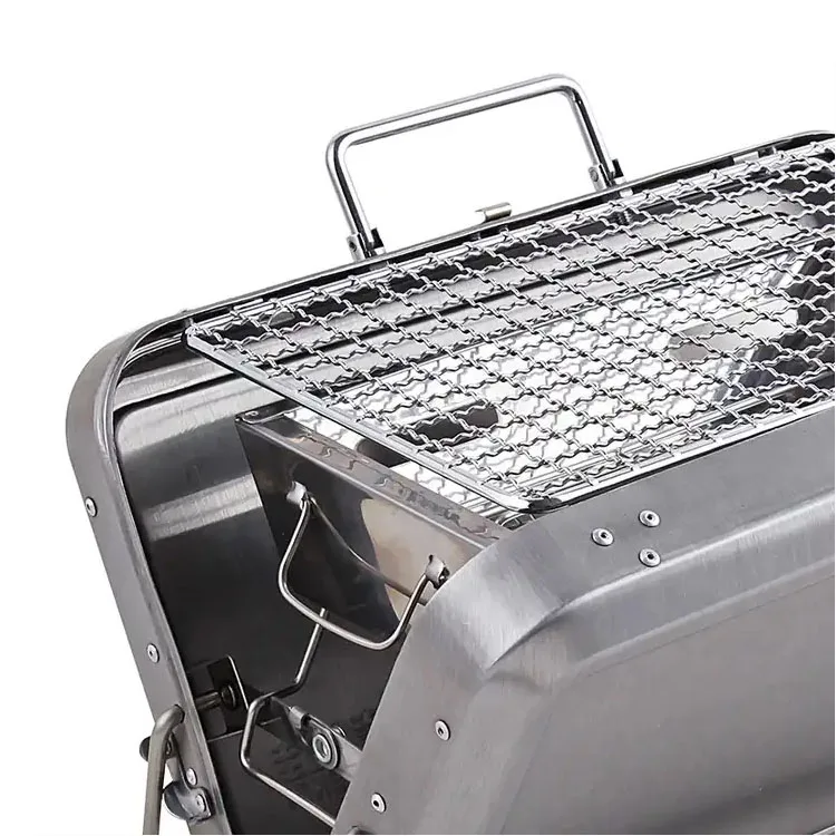 OEM 410 Stainless Steel folding grill for camping portable charcoal grill Suitcase BBQ Grill