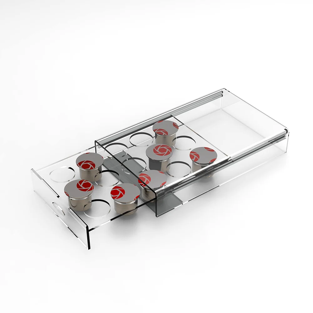 JAYI Table Top Clear Pull-out Acrylic Nespresso Coffee Capsule Pod Storage Box