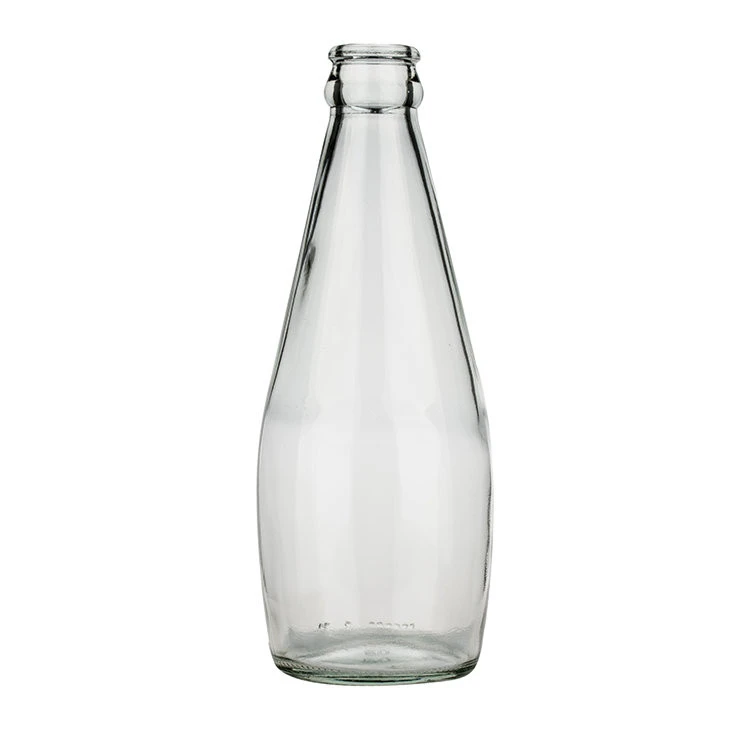 Clear Bottle Juice Beer Glass Bottle Filler 290ml Soda Water with Lids Beverage Drink Carbonated 300ml with Metal Crown Caps