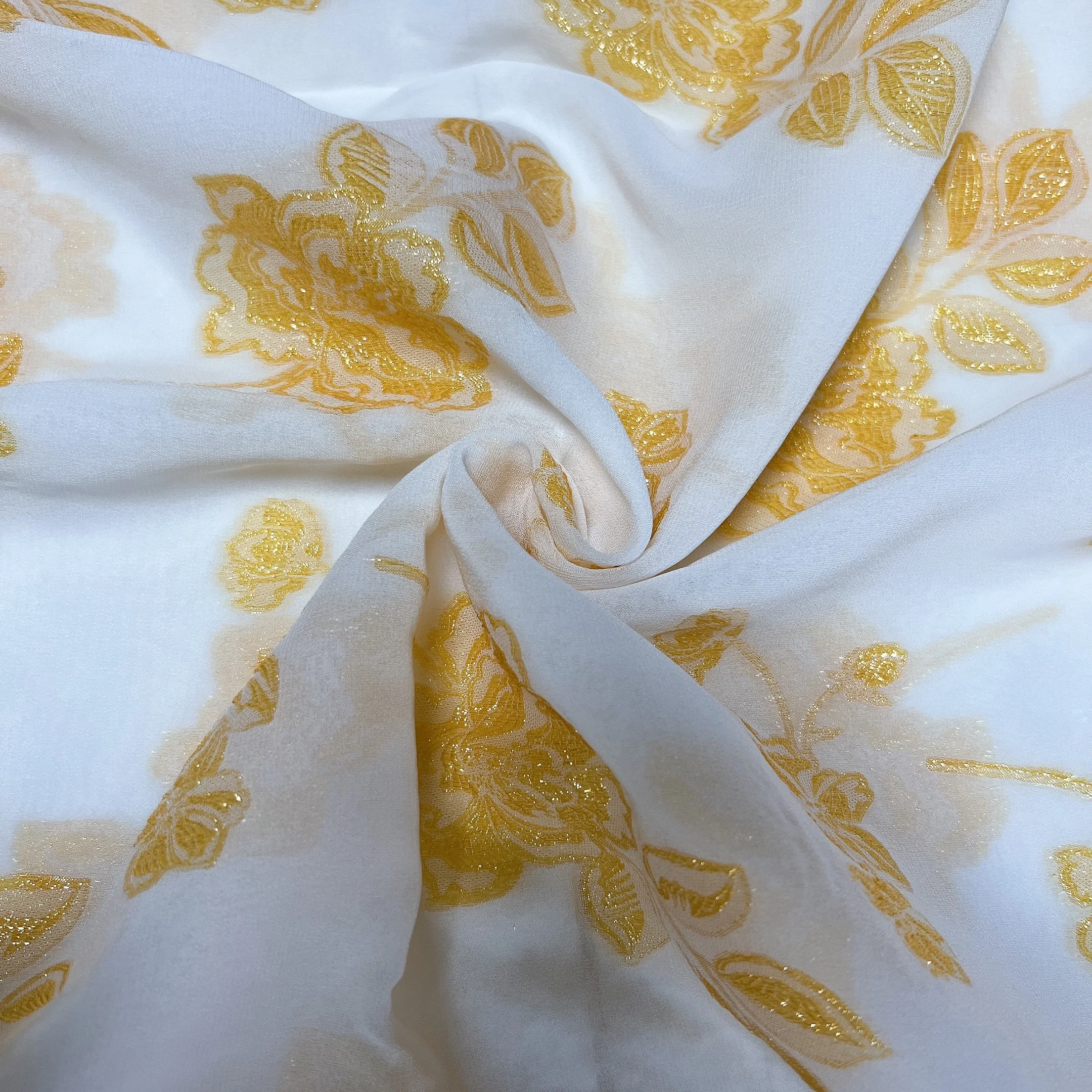 Customized 68%VISCOSE 32%POLYESTER Metallic Lurex Georgette Viscose/Polyester Fabric For Dress and Home Textile