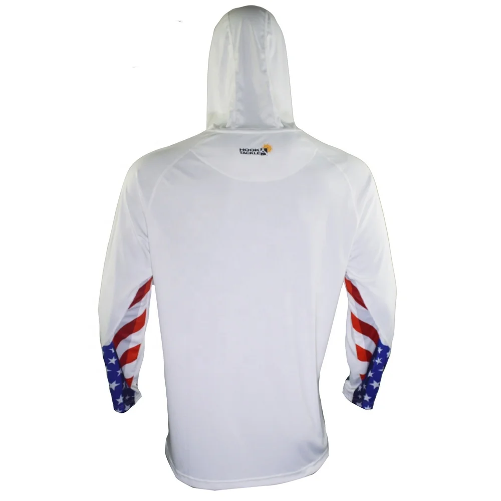 American Flag Mens Functional Sublimation Long Sleeve Fish Shirts Hoody Fishing