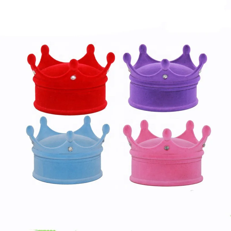 Модная бархатная шкатулка для колец в форме короны, новый стиль, бархатная шкатулка для ювелирных изделий