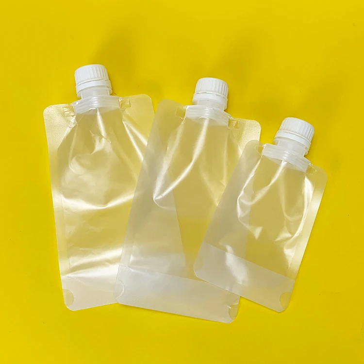 Clear Transparent Plastic Stand Up Packaging Soft Drink Bag with Spout