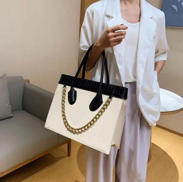 RTS Stock bolsas Women Fashion Handbags Crocodile Hand Bag Chains Large Capacity Structured Bags PU Leather Handbag For Ladies