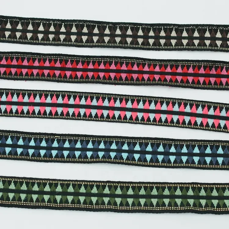 GINYI Custom Skin-friendly Double Sided National Strap High Elastic Knit Strap Inter Color Jacquard Durable Band Shoulder Strap