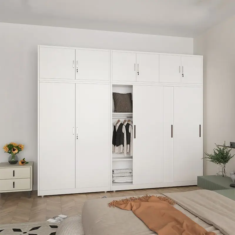 Minimalist 3 Door Steel Wardrobe & Top Cabinet Metal Almirah Clothing Cupboard Clothing Organiser Apartment Living Room Closet