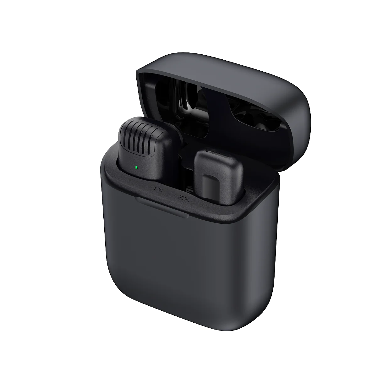 Stereo Noise Cancelling Live Video Portable 1 to 2 Mini Lavalier Wireless Microphone Clip-on With Charging Case For IOS Devices