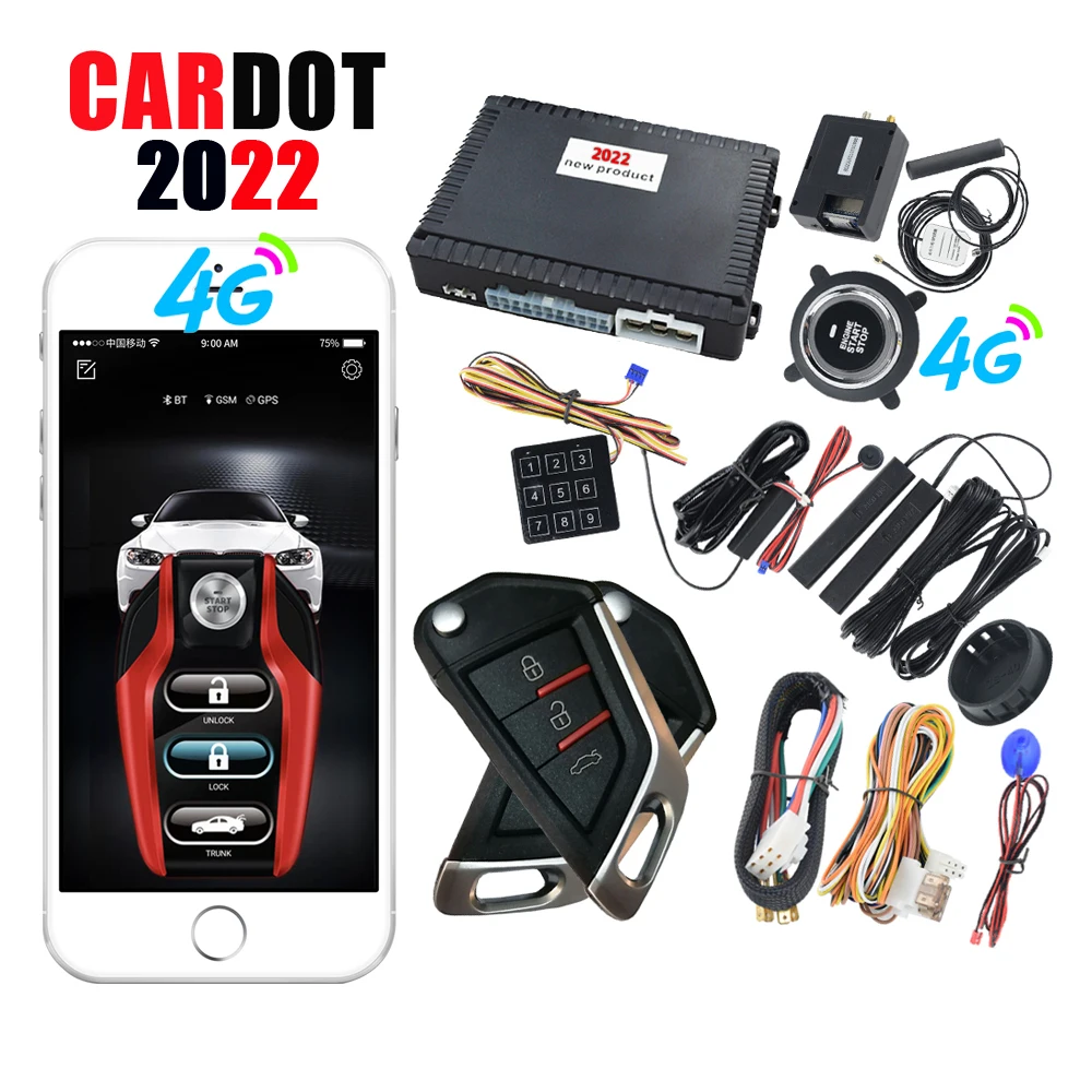 Drop Shipping KOL Cardot 4g Gsm Pke Keyless Entry Remote Starter Smart Start Stop Engine Gps  Car Alarm