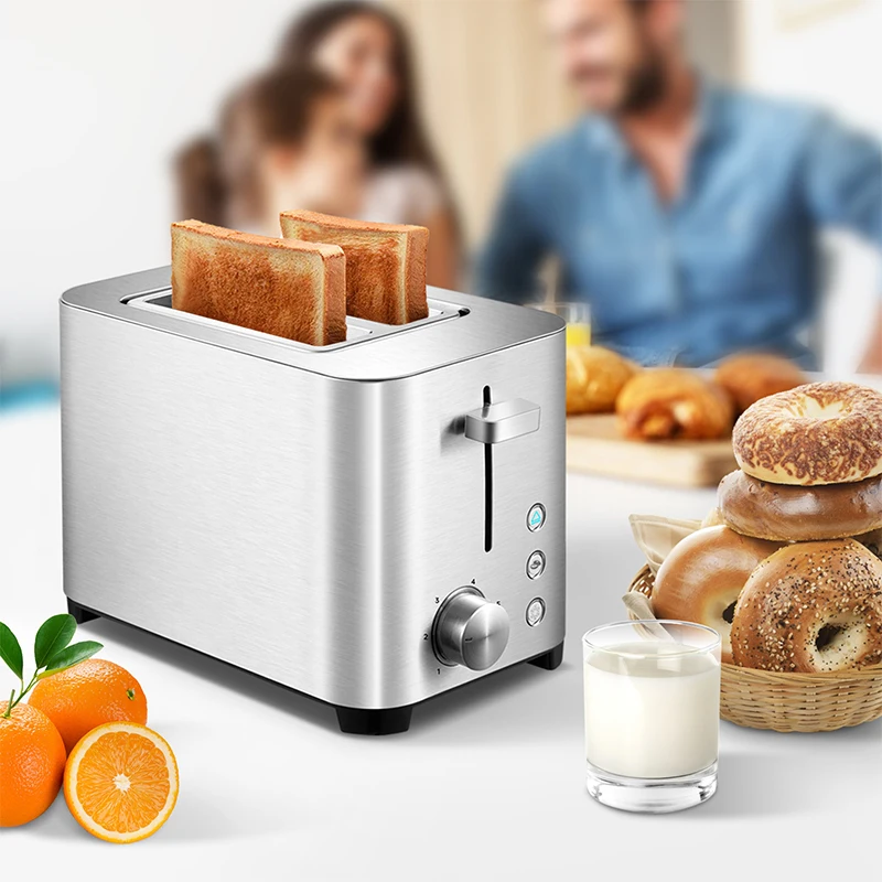 Tenfly Home Bread Toaster, Stainless Steel 2 Slice Bread Maker with LED Light Pop-up Breakfast Sandwich Maker Factory Custom