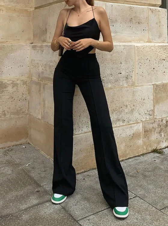 Wholesale Ladies Wide Leg Stretch Office Flare Trousers Formal Work Wear Women Pants