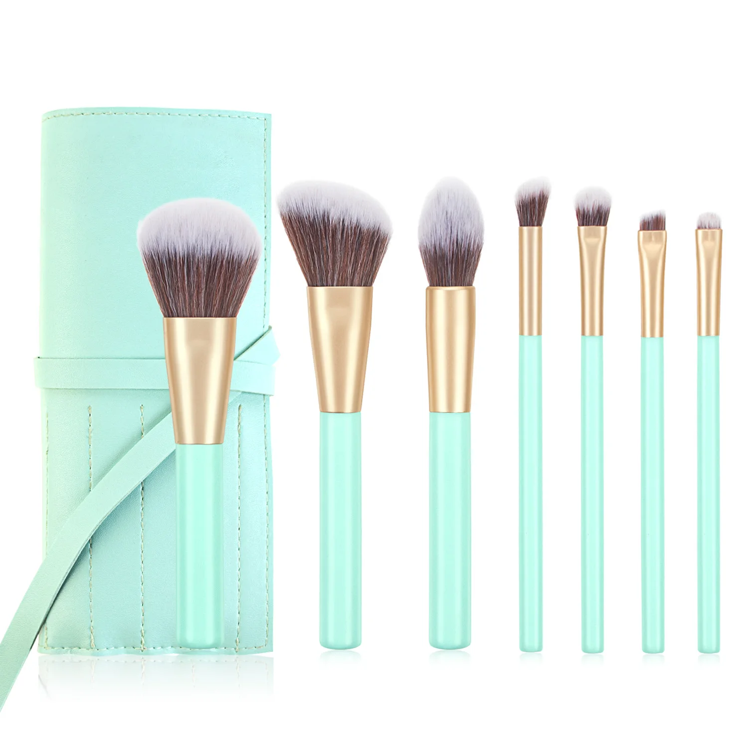7 pieces synthetic foundation brush powder blending blush concealer eye face liquid powder cream cosmetics brushes kit
