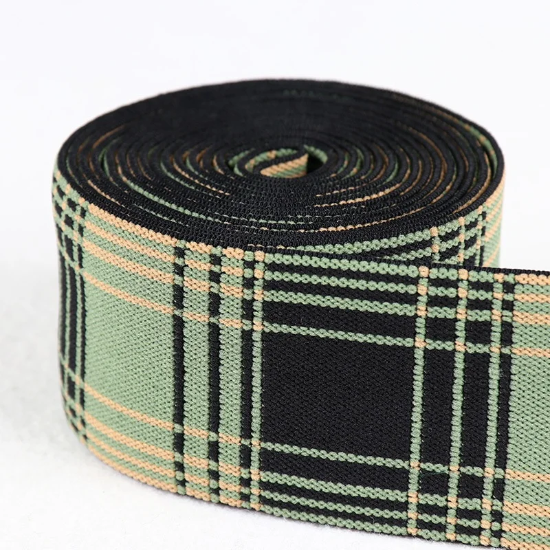 Scottish Tartan Checked Pattern Jacquard Elastic Band Sustainable for Garments Bags Shoes Home Textiles
