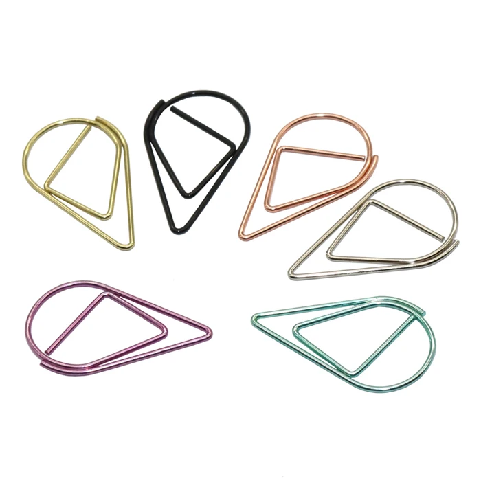 Металлические зажимы для бумаги в форме капли воды 25*15 мм, закладка для записей, закладка для бумаги, канцелярские принадлежности, школьные и офисные принадлежности