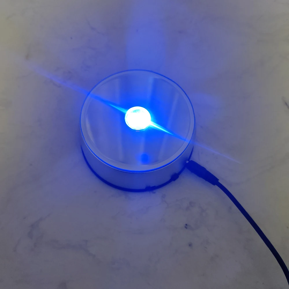 EU adapter 9cm crystal Rotating led light stand base for Glass Cube 4 SMD RGB color changing rotated led bottle base stand