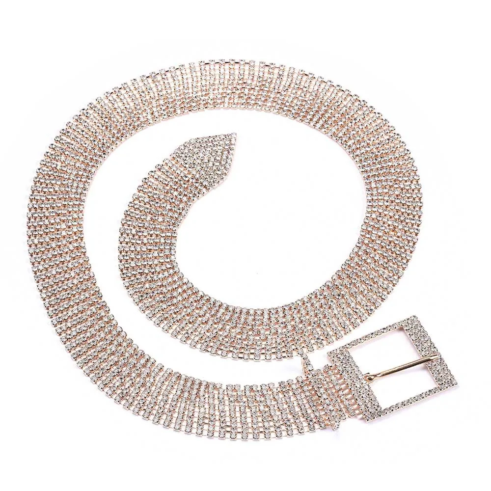 
New Fashion Luxury Exaggerate Waist Chain Belly Chains Atmospheric Body Jewelry Full Rhinestone Alloy Belt 
