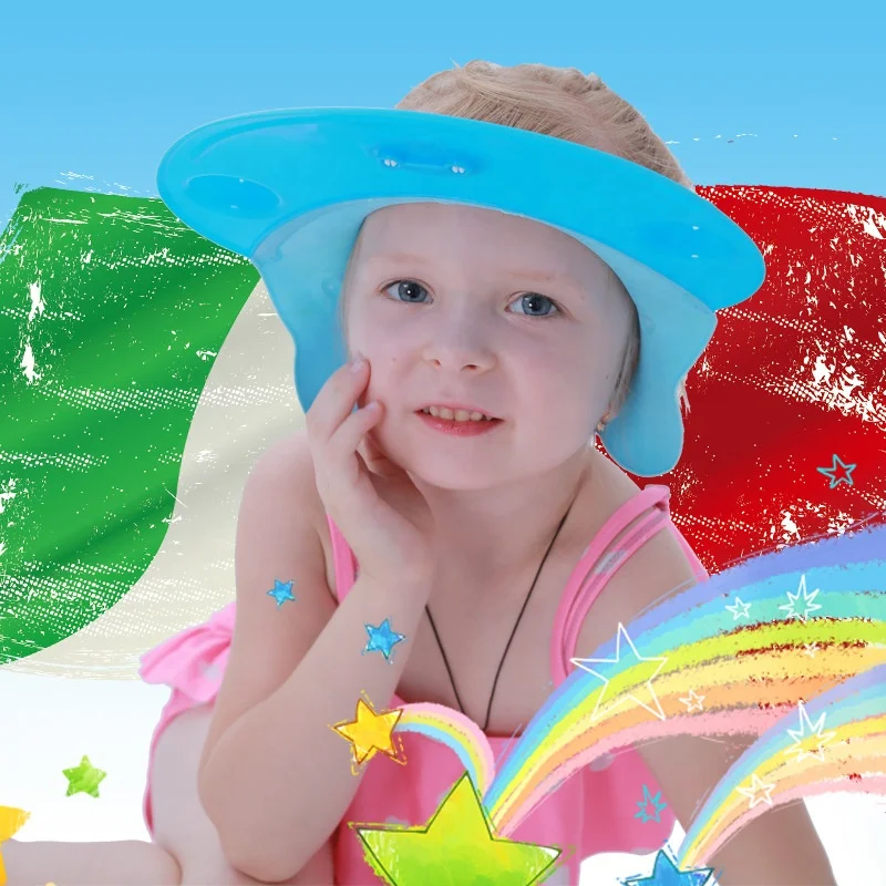 Baby Bath Wash Shower Shampoo  Cap Adjustable Soft Silica Bathing tub Head Hair Rinser hat Protection Kid and Toddler