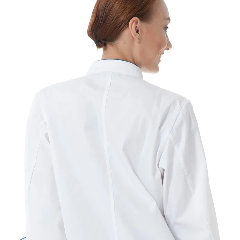 CHECKEDOUT Contrast color long sleeve french cuff Chef uniform for restaurant and hotel