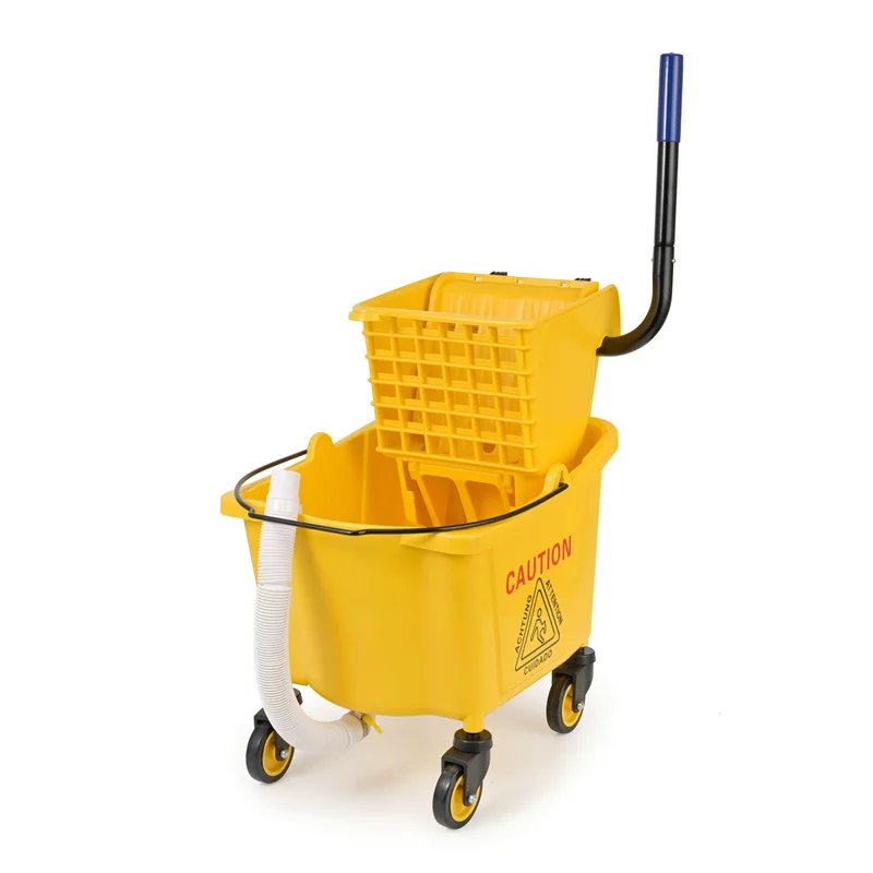 Single Plastic Wringer Mop Bucket With Wheels For Hotel