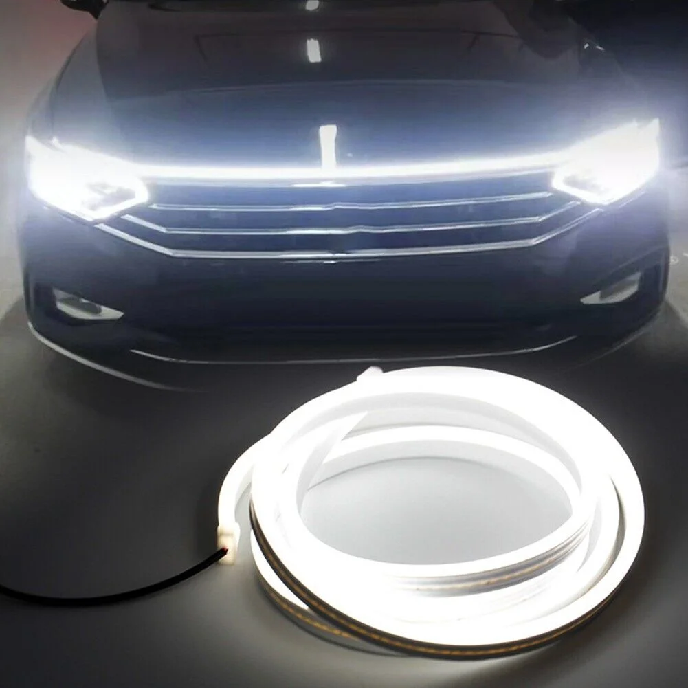 Led Car Headlights Universal Flexible Strip Car Hood Decorative Atmosphere Lamps Drl Ip68 Auto Daytime Running Lights
