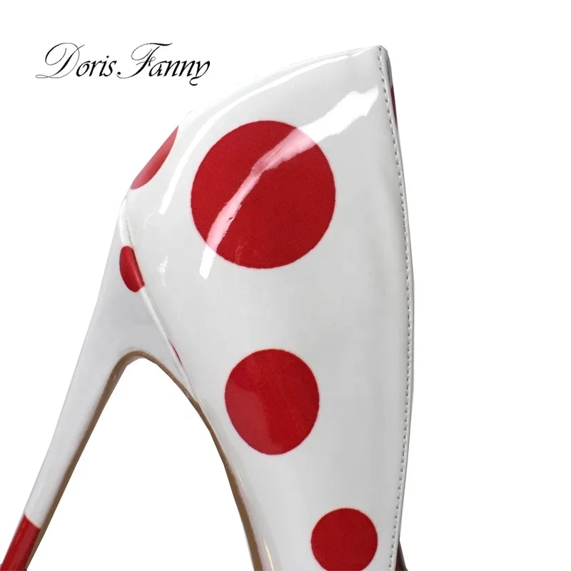 Custom Made Wedding shoes bride patent leather red spots sexy stiletto women shoes high heels pumps