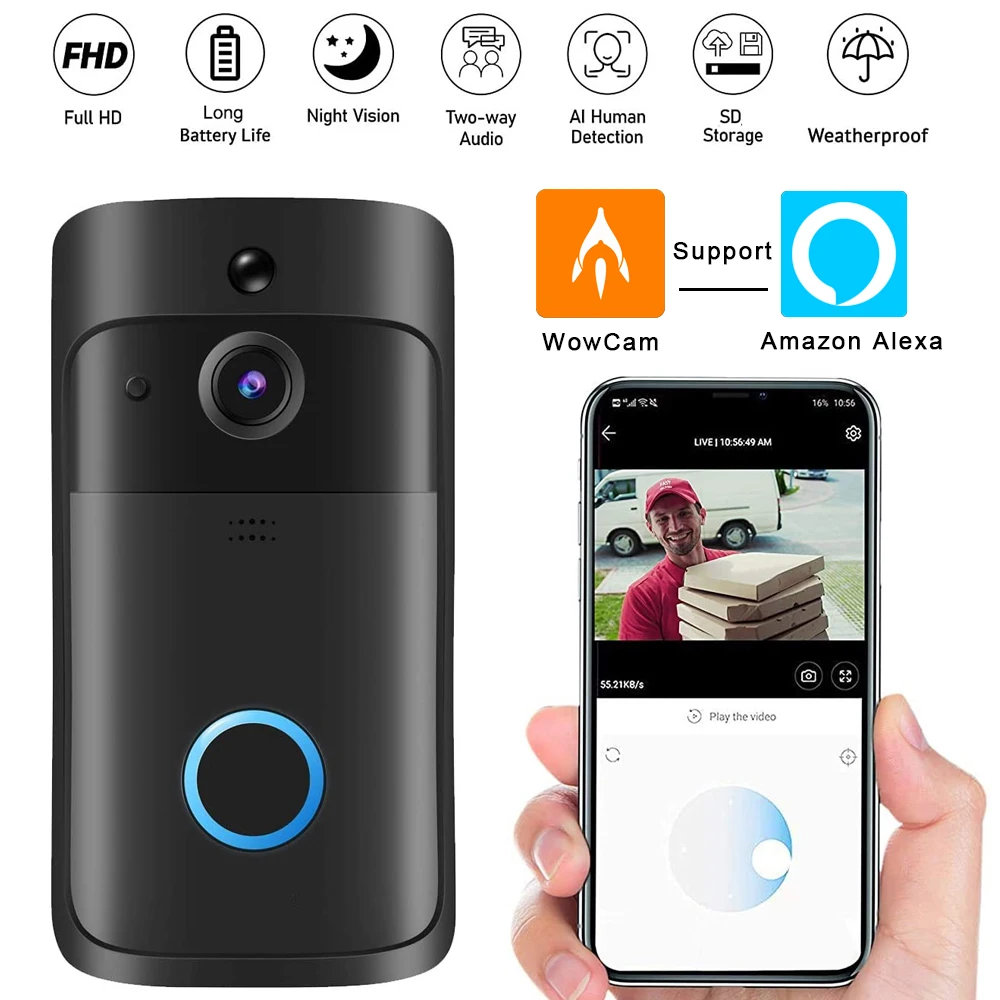 Cheap Video Doorbell Wireless Wifi Camera With Chime 3 pcs Battery Cloud Storage Night Version Wide Angle Motion