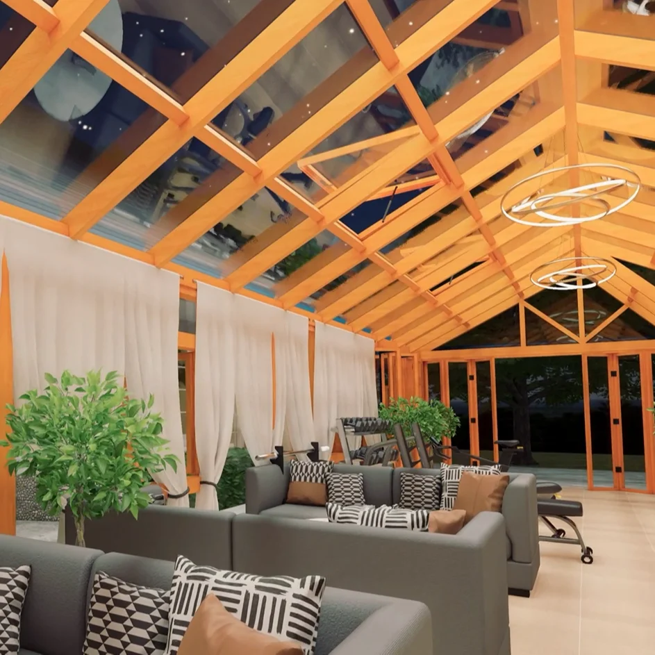 House Veranda 4 Season Glass Popular Garden Late Design Aluminum Frame Glass Modern Villa Outdoor Tempered Glass Triangle CN;GUA