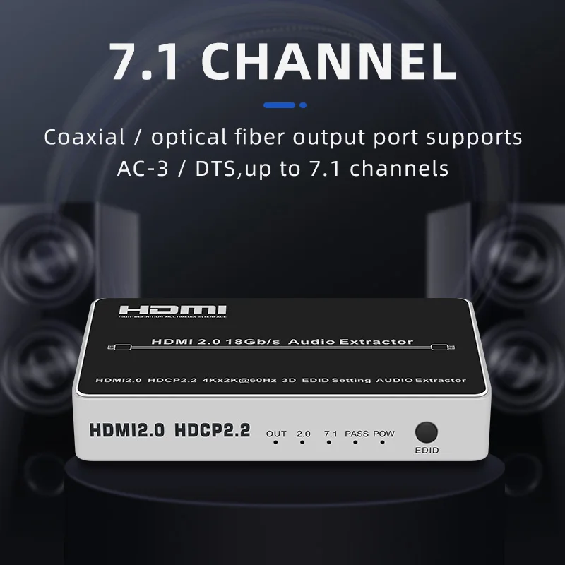 Digital Analog HDMI2.0 HDCP2.2 Input Output L/R Optical Coaxial DC/5V HDMI Audio Extractor 5.1 Converter Adapter Splitter