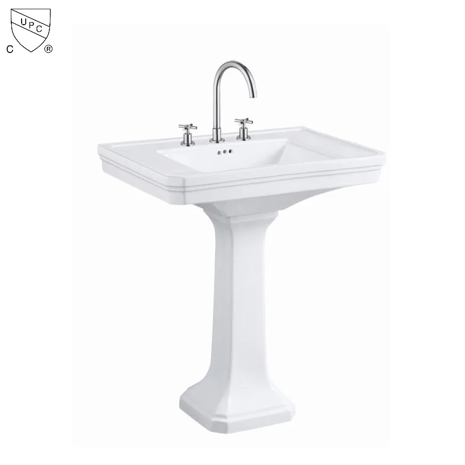 Low Price USA Standard Cupc Sanitary Ware Product Floor Mounted Inodoro Bathroom One Piece Toilet with Pedestal Basin Toilet Set