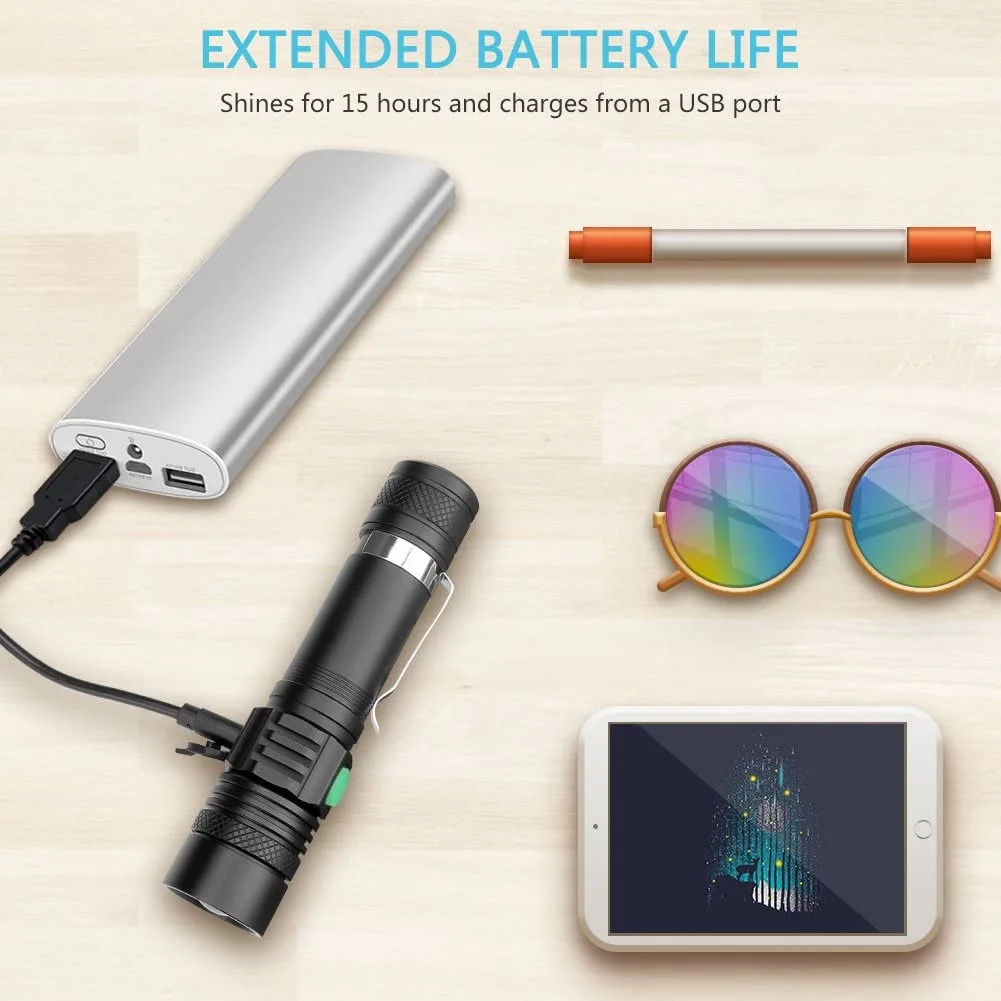 Goldmore5 LED ZOOM Flashlight High Bright 1200LM Tactical flashlight With USB Charging Function For Outdoor,Working And Trip