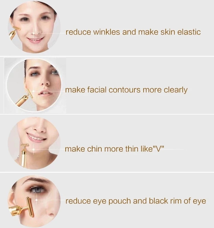 RTS Home use Handy Vibrating serum Facial Massager 24k Gold Beauty Bar for skin care face lifting massage woman gift