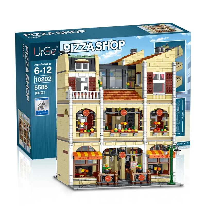 New 5588pcs Pizza Shop DIY toys Model Bricks Creative Big House Building Blocks Set Toys For Christmas Gift