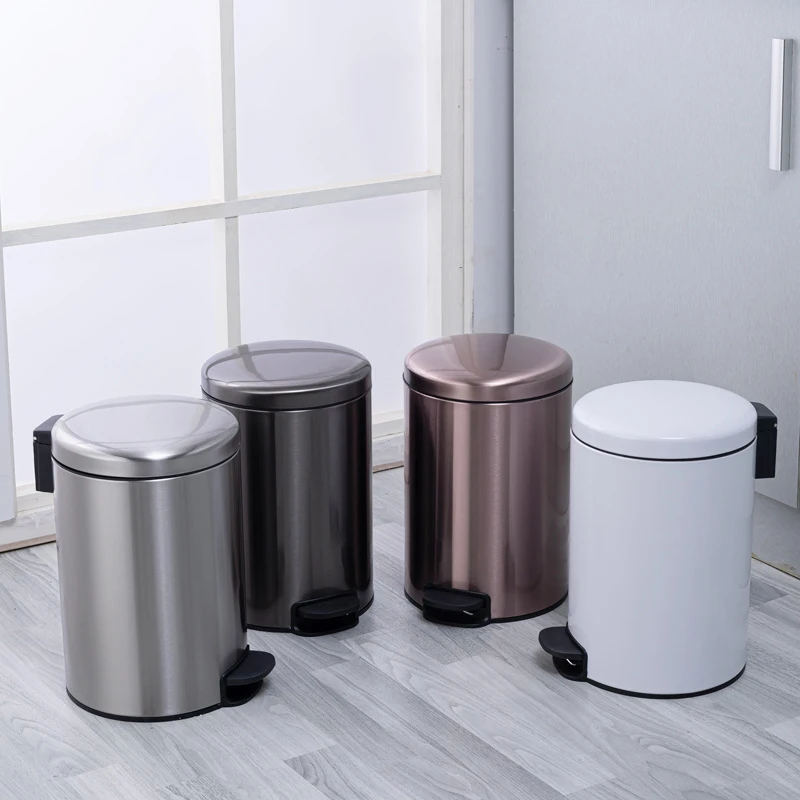 Bedroom Trash Bin with Foot Pedal Kitchen Trash Can Stainless Steel Black Sustainable Plastic Rectangular Kitchen Step Trash Can