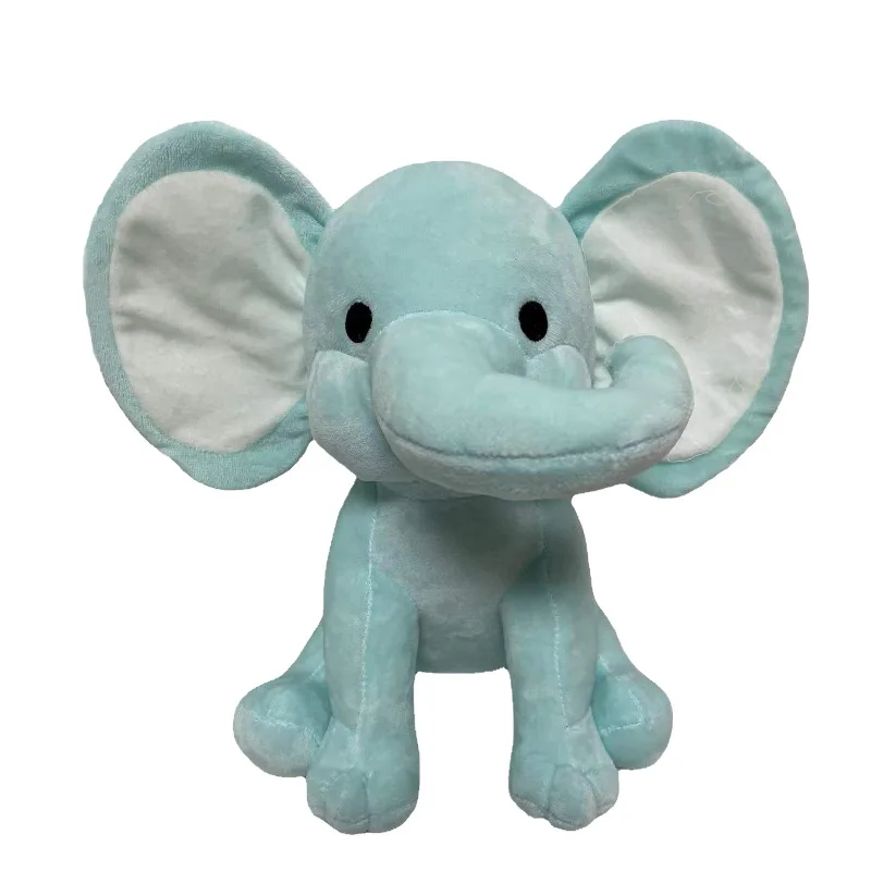 Crooked nose big ears custom plush elephant toy with bow
