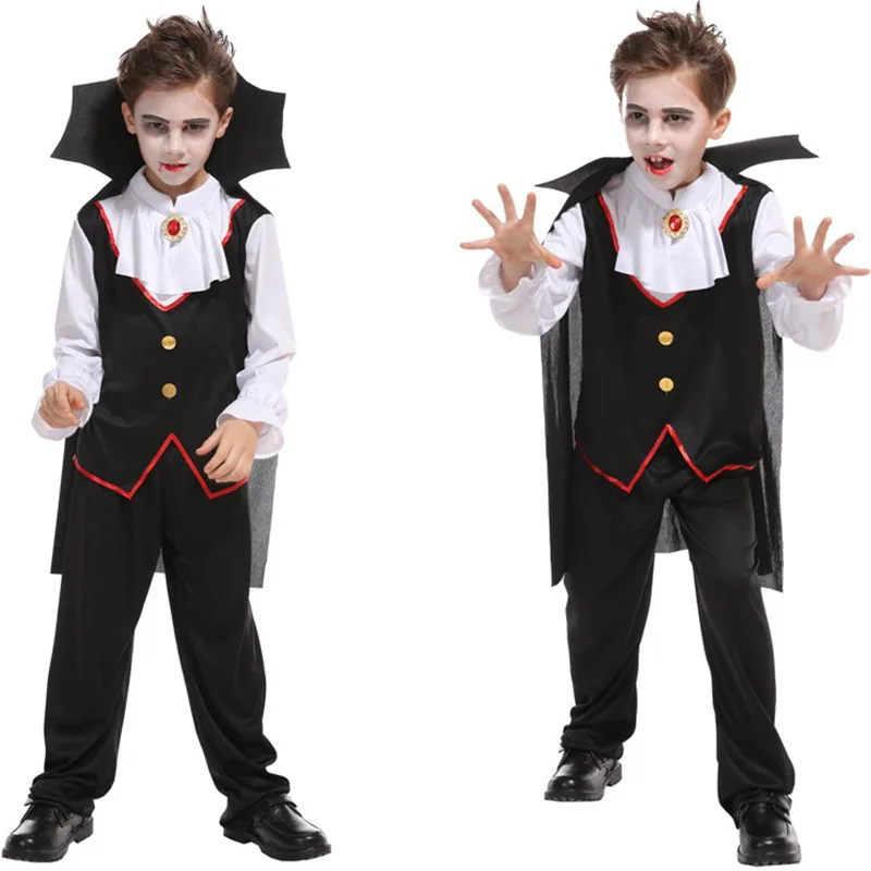 Halloween Party Cosplay Vampire Aristocrat With Top/Pants/Cloak For Children Wear