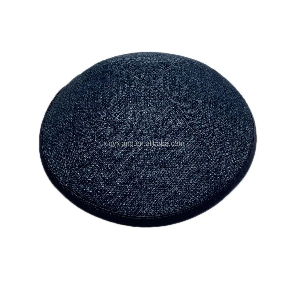 Factory Wholesale Burlap Linen(polyester) fabric Kippah, texture kippot, customized yarmulke, cotton Jewish skull caps
