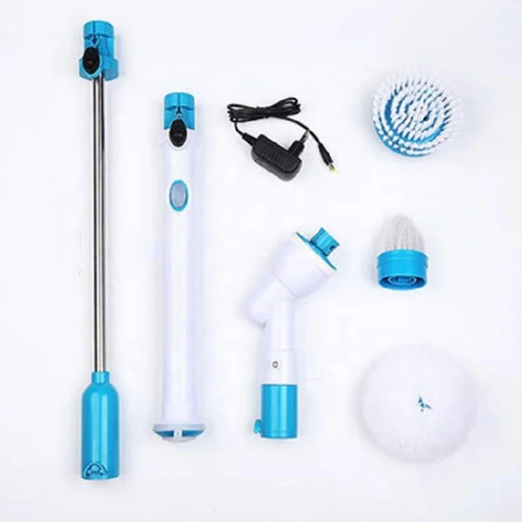 
Multifunctional Household Scrub Brush Cordless Long Handle Spin Scrubber 