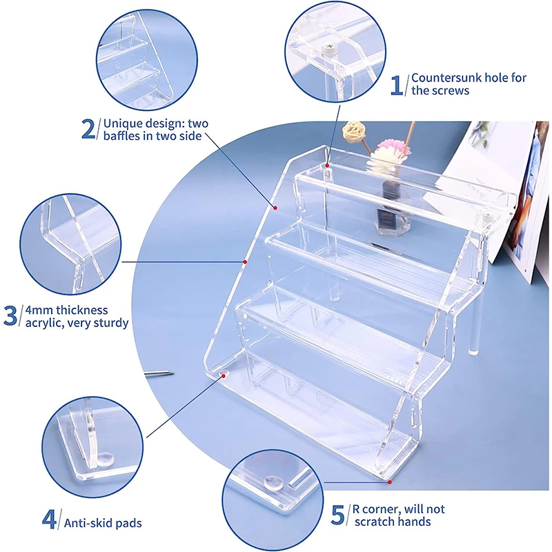 Custom Clear Acrylic Display Riser Stand Perfume Organizer Holder And Storage Rack