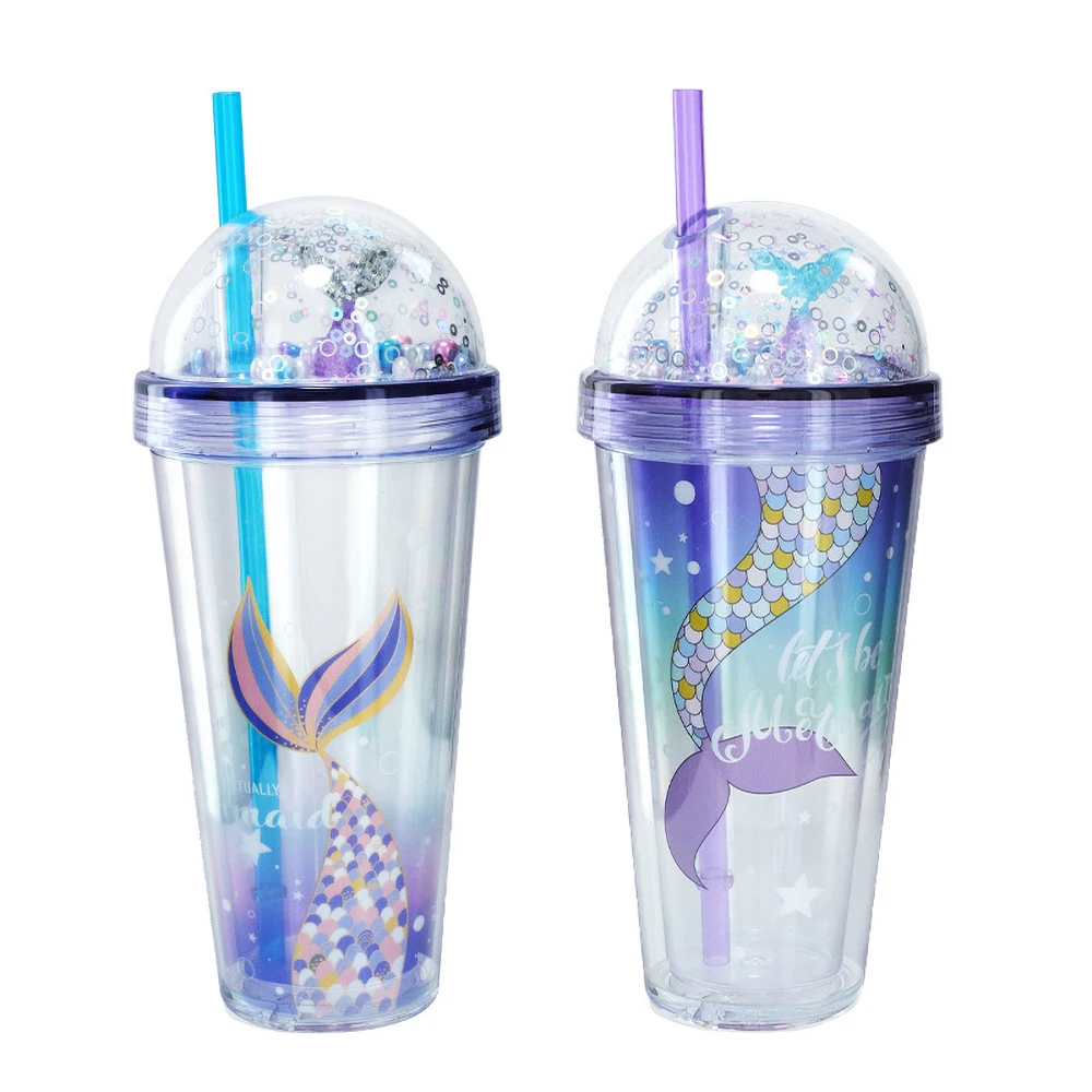 Sea-maid New Fancy Promotional Design Custom Eco-friendly Multicoloured Unicorn Plastic Tumbler Cup Summer Plastic Juice Cup