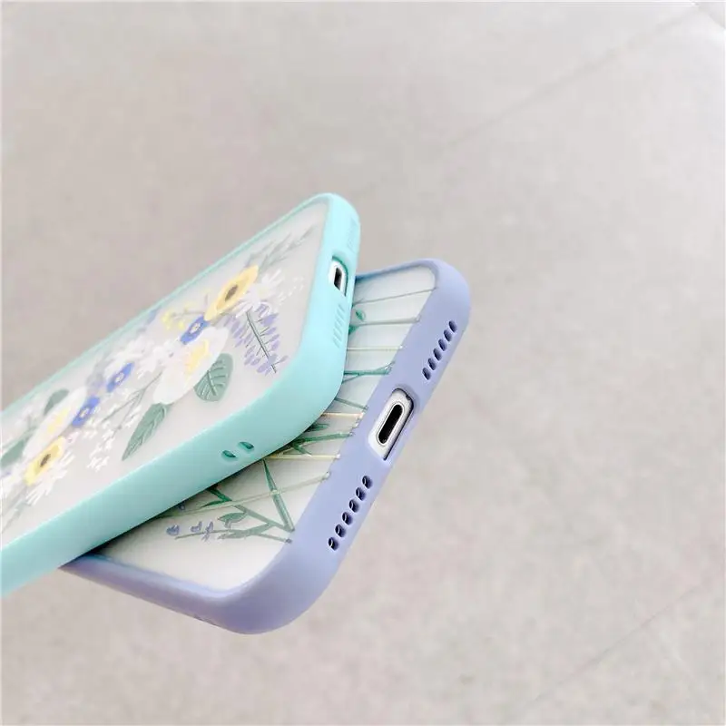 Custom Flower Design Frosted TPU PC Phone Case For iPhone 13 12 mini 12 11 Pro Max Xs Xr 7 8 Plus Protective Mobile Cover