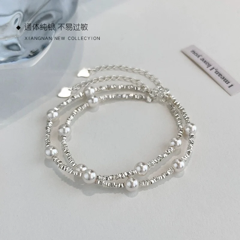S925 Silver 5-6mm Natural High Quality Freshwater real Pearl Bracelet for women sale