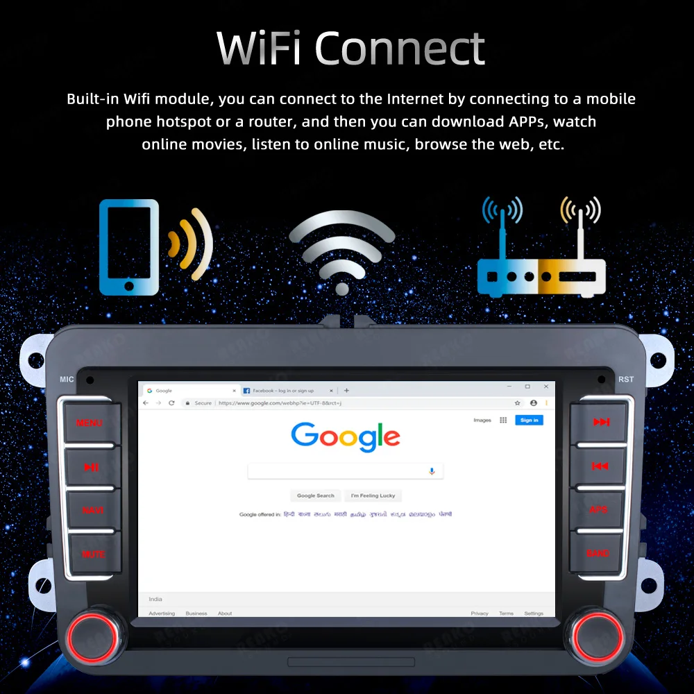 7 Inch 2Din Android Car Radio Power Amplifier Support Wireless Carplay GPS Wifi Split Screen Phone Link FM For VW Car Navigation