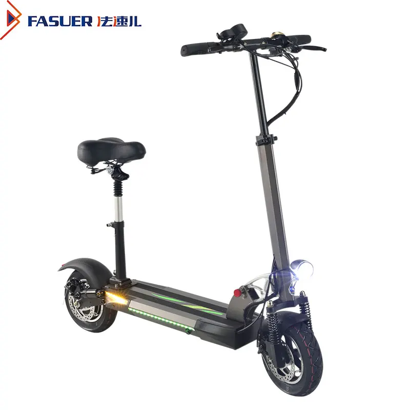 Fasuer 10inch 500W 48V12Ah Front And Rear Shock Absorber Rear Turning Light Lithium Battery Electric Scooter For Adults