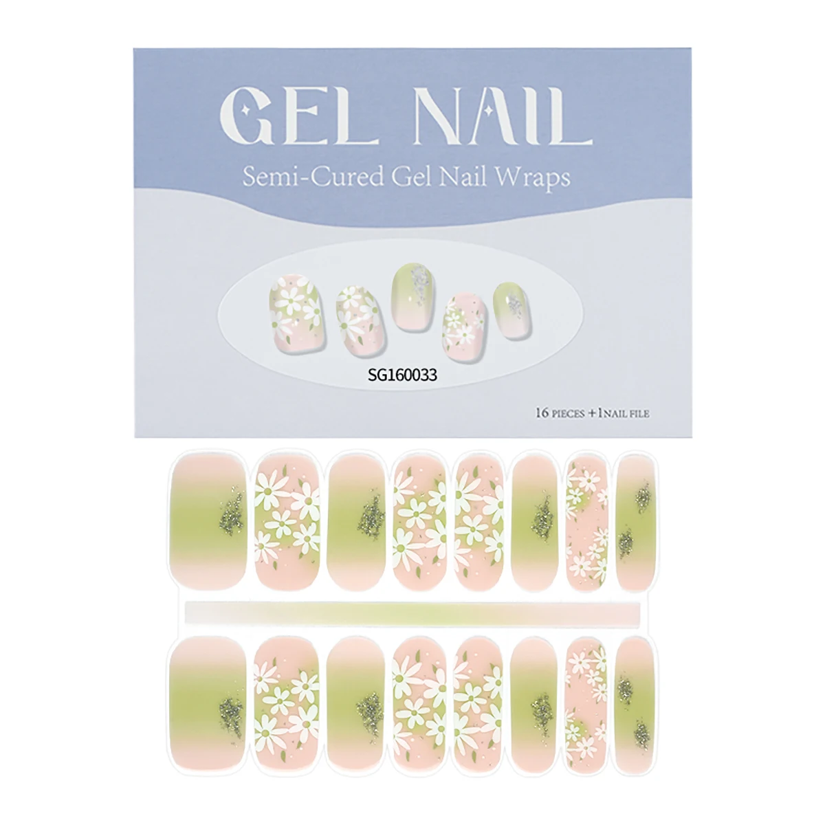 New Arrival Custom Popular Glazed Non-Toxic Gel Polish Stickers DIY UV lamp semi cured Gel Nail Wraps