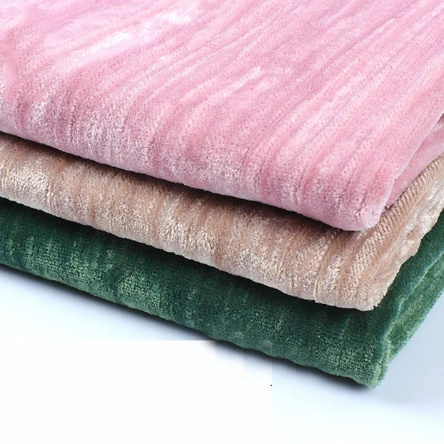 100% Polyester Non Stretch Pressed Crepe Velvet Fabric Wrinkled Velvet Fabric Silk Velvet Fabric