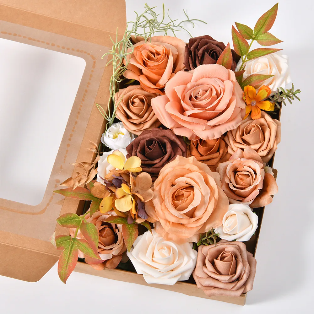 Wholesale Proposal Birthday Party Gift Wedding Bride Bridesmaids Holding Bouquet Wine Red Artificial Rose Box Flower